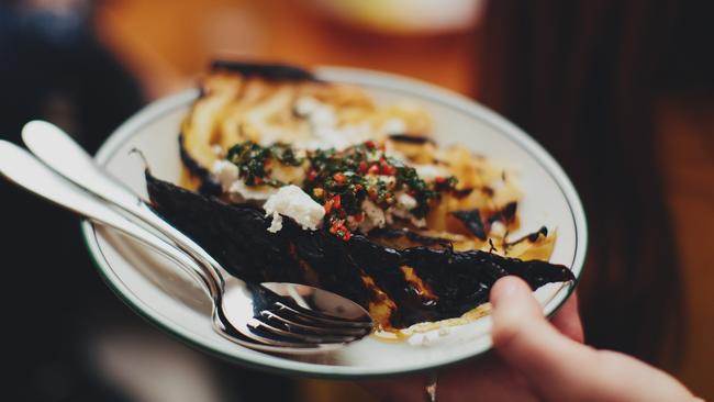 Grilled cabbage, torched goat cheese, chimichurri at Half Acre.