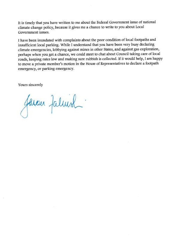 Jason Falinski’s letter to the mayor continued