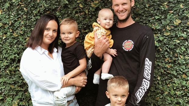 Raef Schmidt with his family, mum Gemma, dad Brendan, brother Karson and sister Romy.