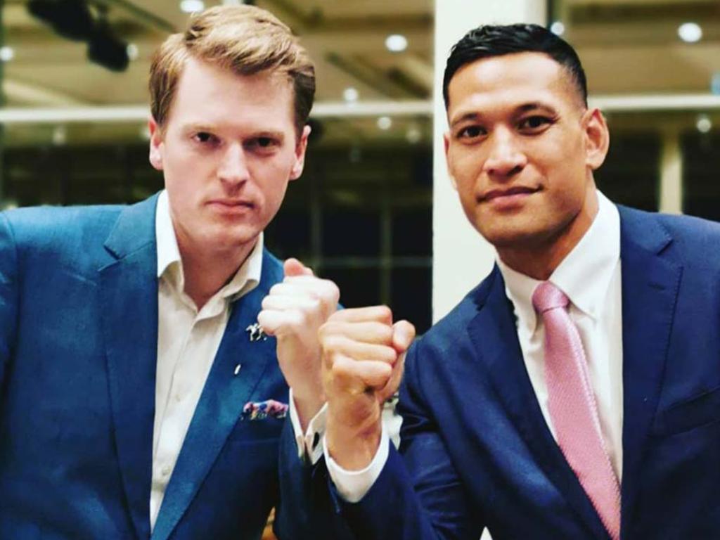 Israel Folau, pictured with Australian Christian Lobby managing director Martyn Iles. Picture: Facebook