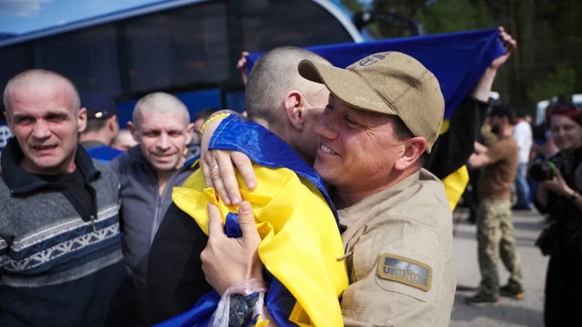 Jubilation as biggest prisoner swap of long war in Ukraine begins on the border between Ukraine and Belarus. Picture: Reuters/WSJ