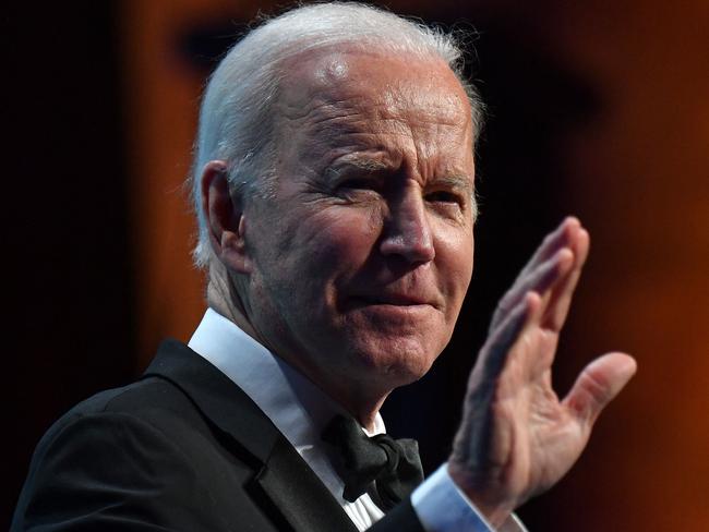 US President Joe Biden speaks during the Ireland Funds 30th National Gala at the National Building Museum, in Washington, DC on March 16, 2022. (Photo by Nicholas Kamm / AFP)