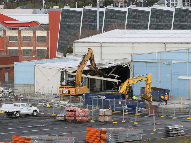 Demolition work at the cold stores at Macquarie Point in Hobart. Picture: SAM ROSEWARNE