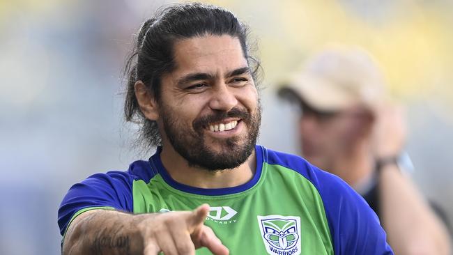 TOWNSVILLE, AUSTRALIA - JUNE 08: Tohu Harris of the Warriors  looks on before the start of the round 14 NRL match between North Queensland Cowboys and New Zealand Warriors at Qld Country Bank Stadium, on June 08, 2024, in Townsville, Australia. (Photo by Ian Hitchcock/Getty Images)