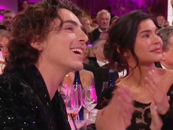 Timothee Chalamet and Kylie Jenner attended the awards together. Picture: Stan