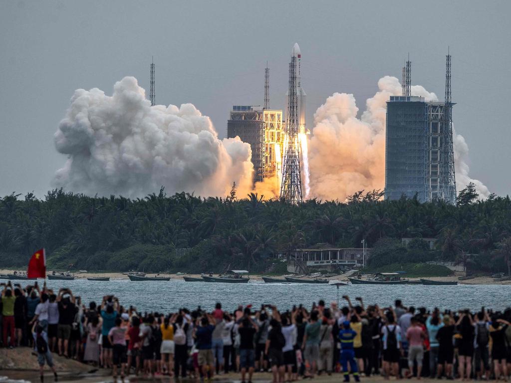 The second Long March 5B rocket lifts off from the Wenchang Space Launch Center in southern China's Hainan province just over a week ago. Picture: STR/AFP/China OUT