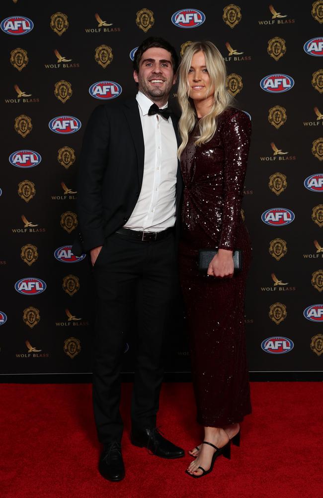 Andrew Gaff of the Eagles with Emma Van Woerden. Picture: Getty Images