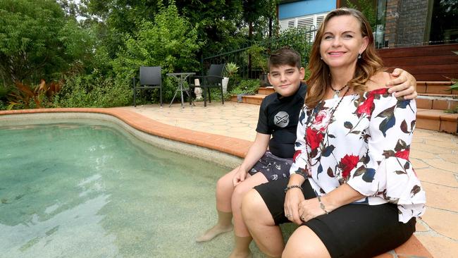 Pictured at their Mudgeeraba home Tammy Richie and her son Carson Richie (11). Carson survived a drowning as a 16-month-old. Picture Mike Batterham