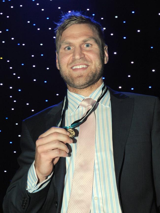 Kane Cornes with his 2012 John Cahill Medal.