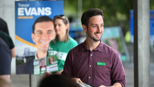 Stephen Bates on polling day in the seat of Brisbane. Picture: Lyndon Mechielsen