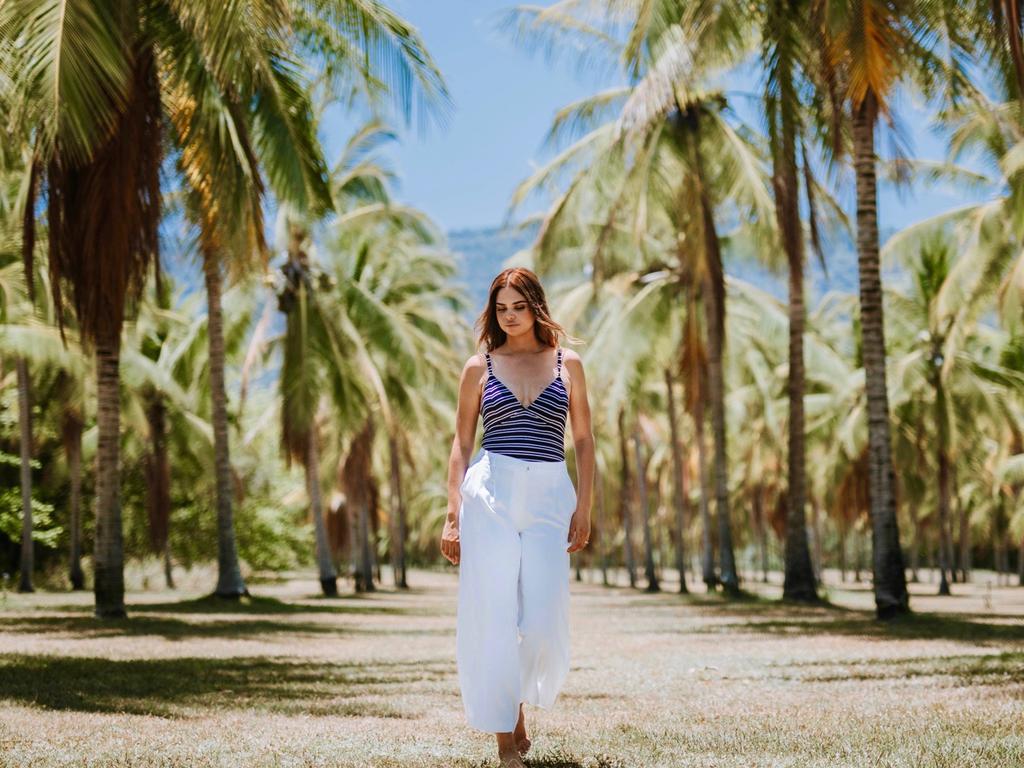 Samantha Harris at Thala Beach, Port Douglas, for Tropical North Queensland’s ‘Feel grounded’ campaign. Picture: Will Salkeld Photography