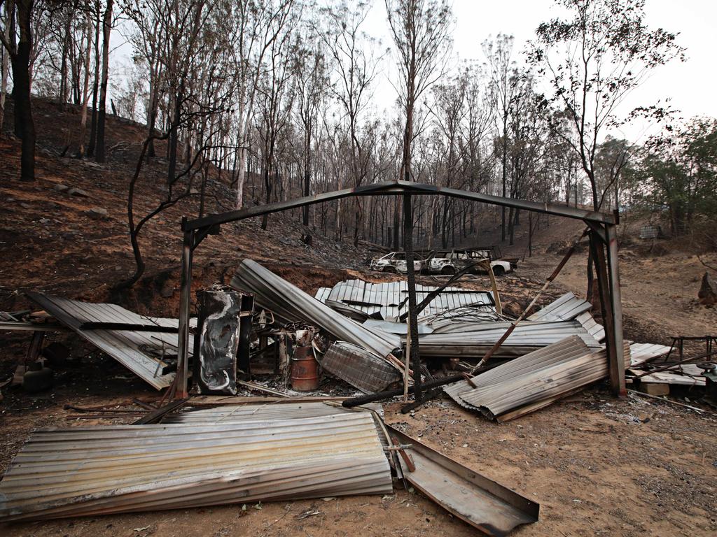 Fire devastated home in the small community of Wytaliba on the 13th of November 2019. Bushfires ripped through the small community of Wytaliba on the 9th of November 2019. Photographer: Adam Yip