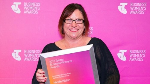 Nicole Walsh wins the 2017 NT Telstra Private Sector Business Woman Award Winner. Picture: SUPPLIED