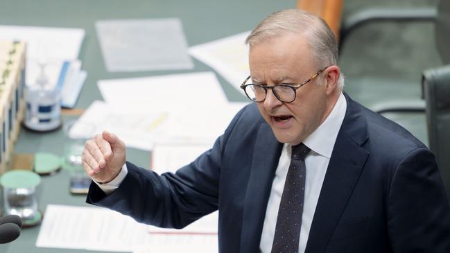 Anthony Albanese in question time on Tuesday. Picture: NCA NewsWire / David Beach