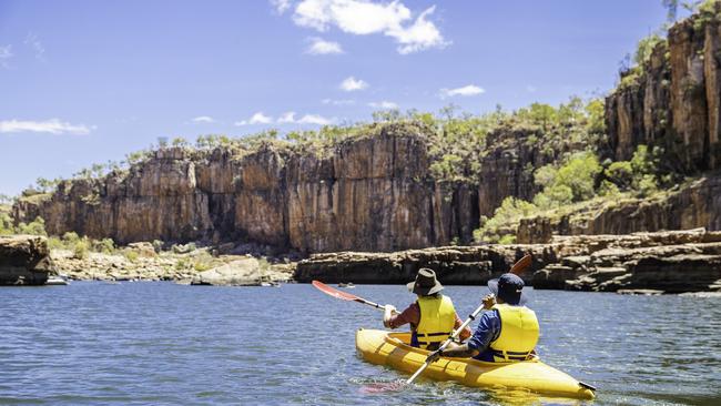 Canoeing in Nitmiluk (Katherine) Gorge. Photo: Tourism NT.