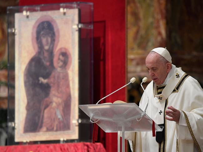 Pope Francis deliver his homily. Picture: Vatican Media