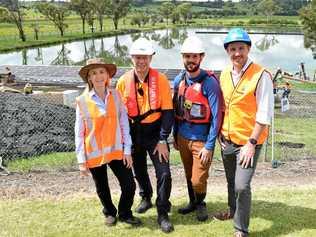 The new sewage plant could be installed as early as tonight. From left Sharyn Hunnisett, Geoff Fussell, Vincent Pinchou and Isaac Smith. Picture: Samantha Poate