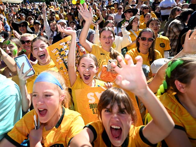 BRISBANE, AUSTRALIA - NewsWire Photos - AUGUST 20, 2023. Matildas fans gather to show their support at a community reception event in Brisbane. Picture: Dan Peled / NCA NewsWire