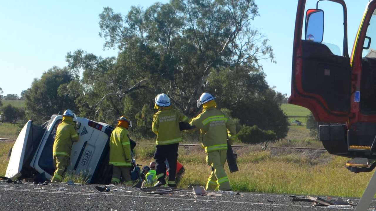 Emergency Services are at the scene of a crash on the Warrego Hwy.