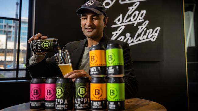 Denham D'Silva, founder and head brewer at Barossa Valley Brewing, at Stone & Chalk at Lot Fourteen. Picture: Tom Huntley