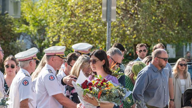 SYDNEY, AUSTRALIA. NCA NewsWire Photos- APRIL, 19TH 2023. The family of NSW Ambulance Paramedic Steven Tougher will visit the floral tribute at McDonald’s restaurant in Campbelltown. Picture: NCA NewsWire/ Flavio Brancaleone,