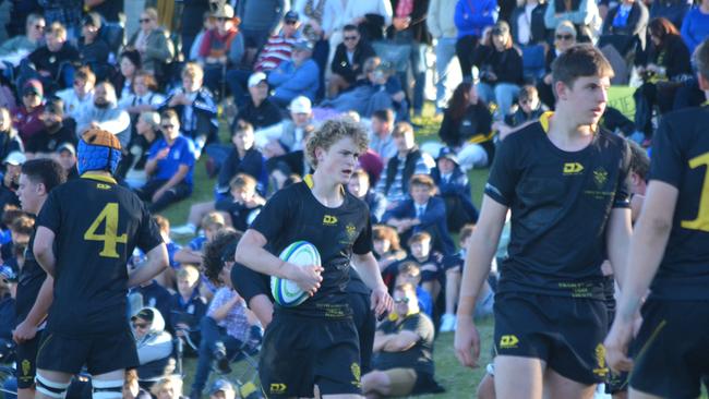 St Laurence; s College: Calum Reidy holding the ball during the rugby union season.