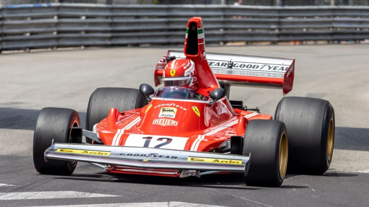Formula 1 driver Charles Leclerc crashes Niki Lauda’s Ferrari.