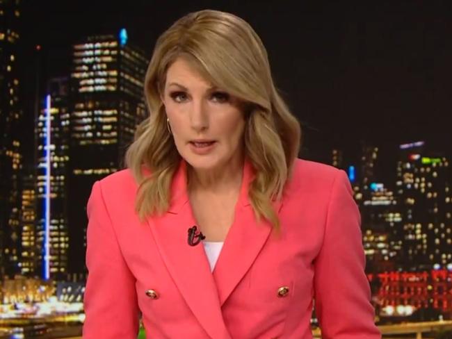 Channel 7 Brisbane newsreader Sharyn Ghidella reading her final news bulletin on Tuesday, July 9.