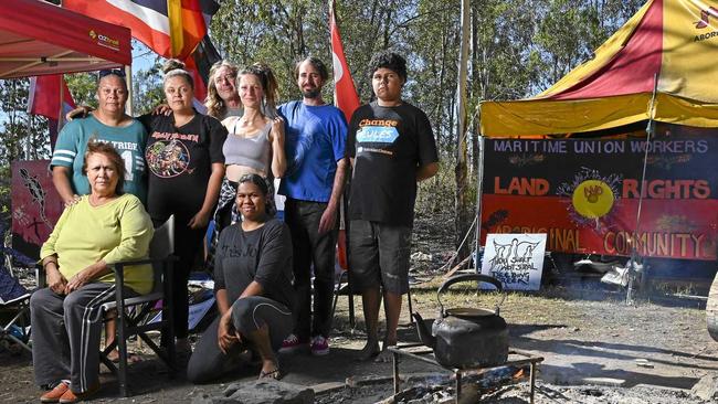 Protestors camping out at the Deebing Creek Mission site during NAIDOC Week. Picture: Cordell Richardson