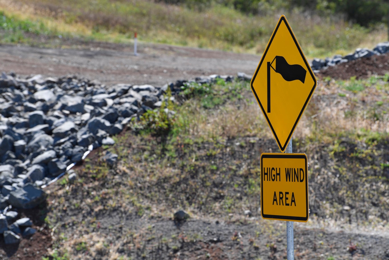 High wind area sign on the Toowoomba Second Range Crossing during media preview before opening, Friday, September 6, 2019. Picture: Kevin Farmer