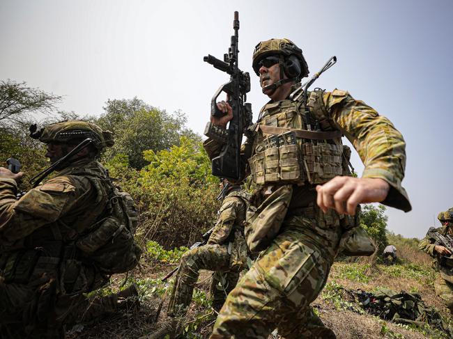 The Australian Defense Force (ADF) and Indonesian Armed Forces (TNI) conducted Exercise Keris Woomera at Banongan Beach, East Java, Indonesia, November 13, 2024. The joint exercise is an amphibious landing exercise involving 2,000 military personnel from both countries, as well as amphibious ships, tanks, aircraft and helicopters. Picture: Agvi Firdaus