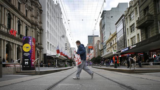 Melbourne CBD was already subdued before the lockdown was announced. Picture: David Caird