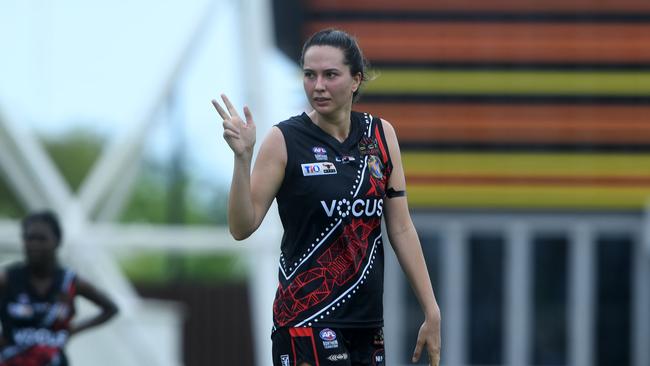 Bayley Valentine in the first game of the NTFL 22/23 season. Picture: (A)manda Parkinson