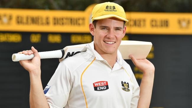 Glenelg skipper Jake Winter made the highest ever score in a first grade cricket game for the Seahorses on Sunday with 233 not out. Picture: AAP/ Keryn Stevens