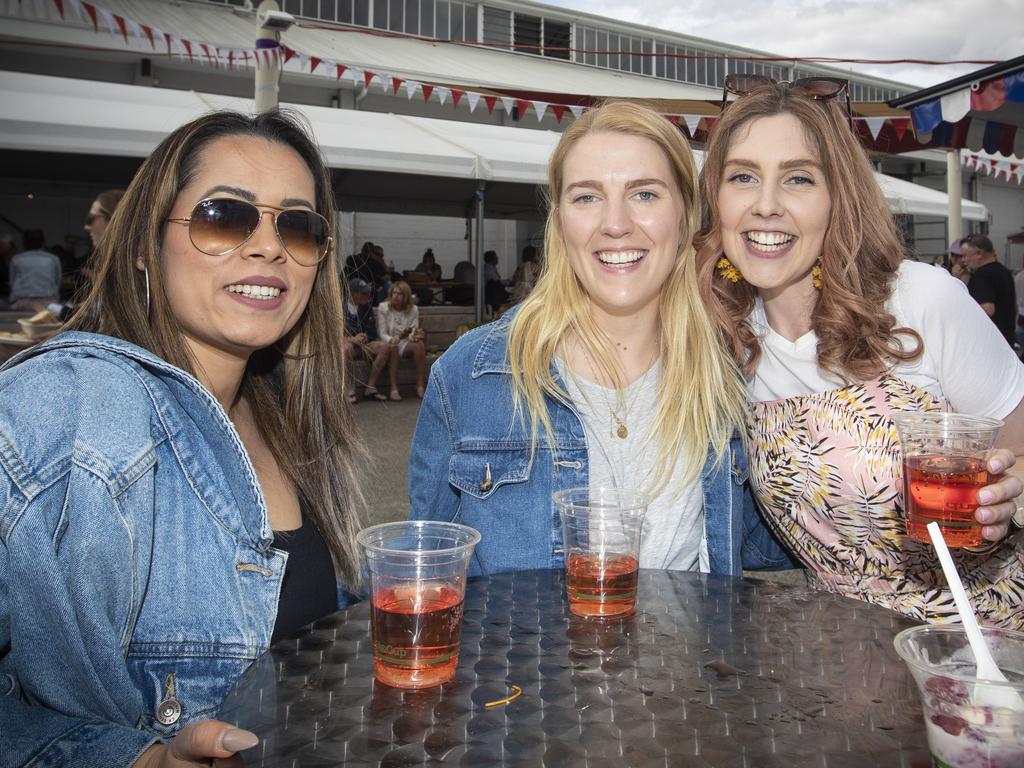 Ash Shrestha, Cat Lennon and Georgie Mountford at day 5 of the Taste of Tasmania. Picture: LUKE BOWDEN