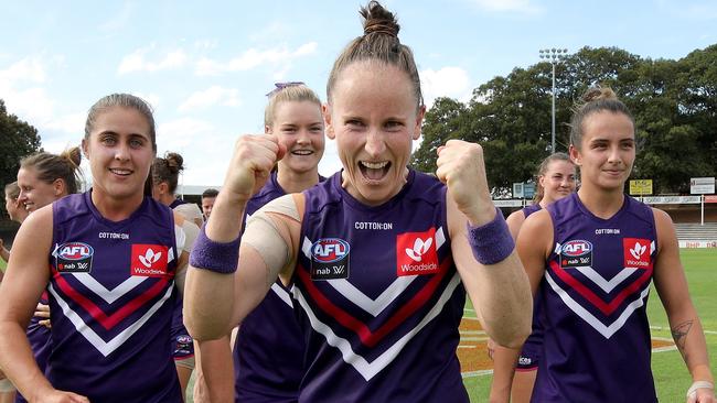 At 7-0, Dockers captain Kara Antonio believed her side should have been awarded the AFLW premiership. Picture: AFLW