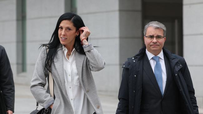 Jenni Hermoso leaves after testifying to the Audiencia Nacional court in Madrid on Tuesday. Picture: AFP