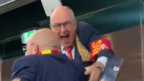 Tony Cochrane celebrating the Gold Coast Suns' come from behind win over Richmond Tigers. July 9, 2022