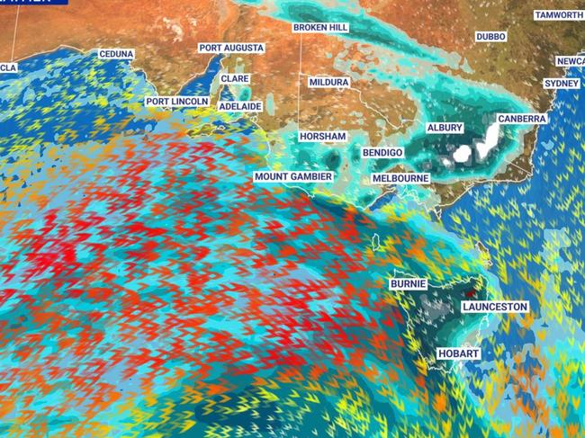 A wet and blustery few days for Australia's south west and south east. Picture: Sky News Weather,