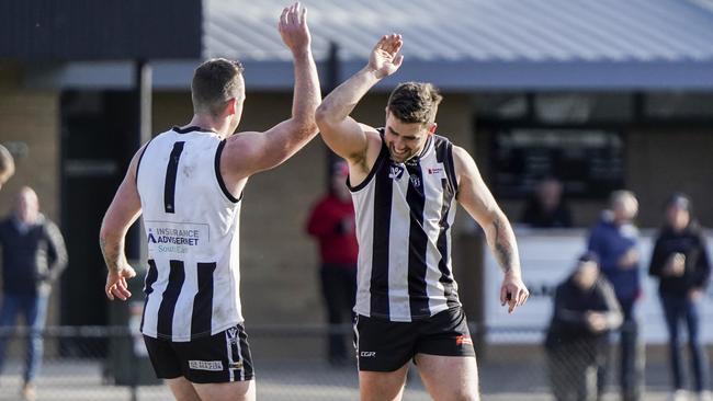 OEFL: Narre Warren players celebrating a goal. Picture: Valeriu Campan