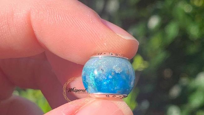 A Pandora style bead made from cremation ashes.