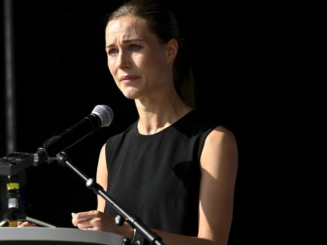 Finnish Prime Minister Sanna Marin gave an emotional defence of her work record. Picture: AFP