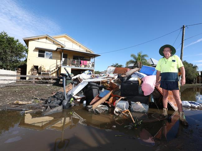 Tim Bunney at his house in Woodburn in the aftermath of the devastating floods. Photograph: Jason O'Brien