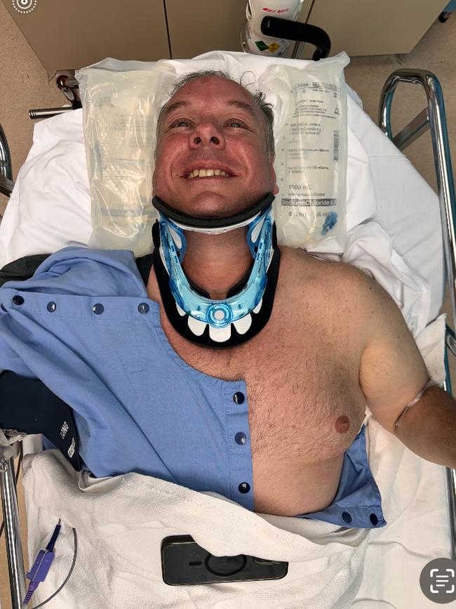 Ben Dobbin came off his bike and broke his neck. Fractured a couple of vertebrae. Picture: Supplied