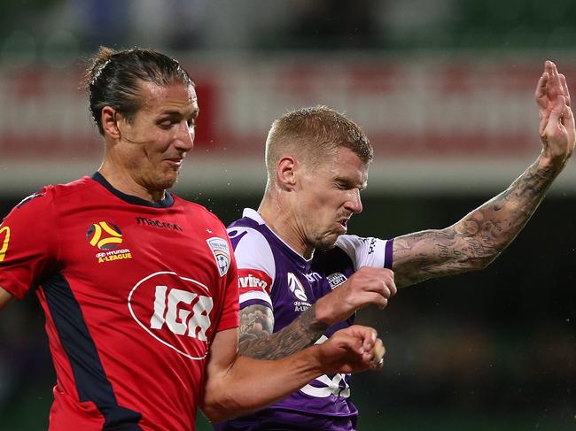 Adelaide United right back Michael Marrone impressed in an unfamiliar central defensive role against Perth Glory. Picture: Paul Kane/Getty Images)