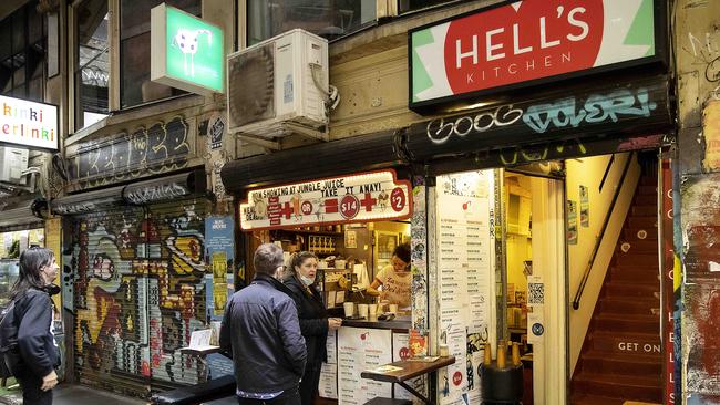 A barista at work in Degraves St in early December Picture: NCA NewsWire/Ian Currie