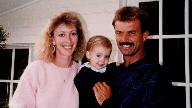 Undated images relating to the 2024 podcast - BRONWYN. Bronwyn Winfield, Jon Winfield and their daughter Lauren (centre).