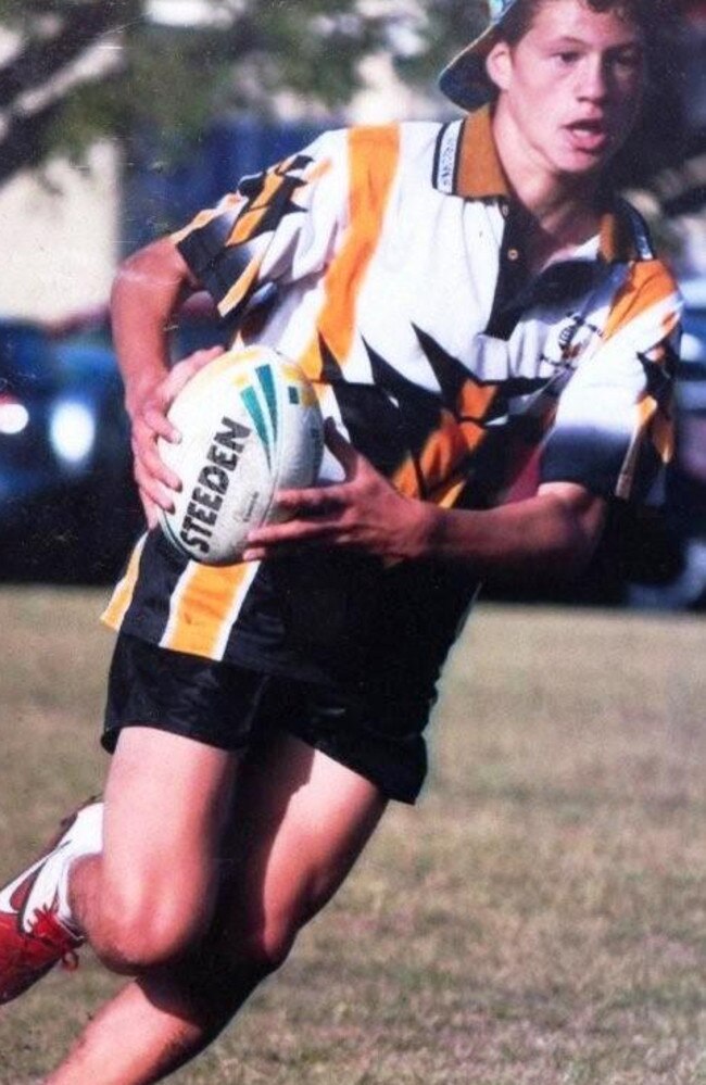 Kalyn Ponga playing under-15 touch football.