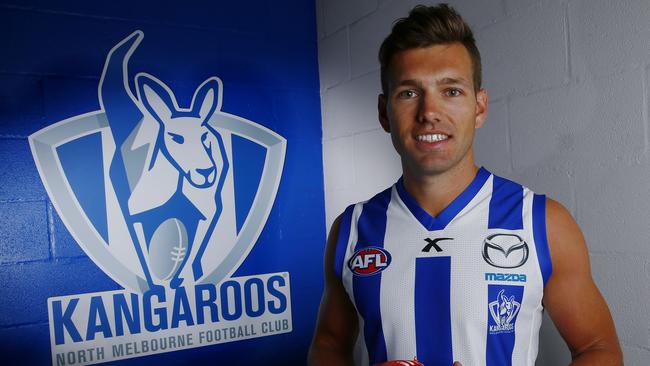 Shaun Higgins is all smiles after his move to North Melbourne. Picture: Michael Klein