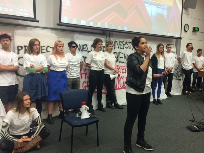 Students, including multiple rape survivors, talk to the parents about their experiences. Picture: Nina Dillon Britton